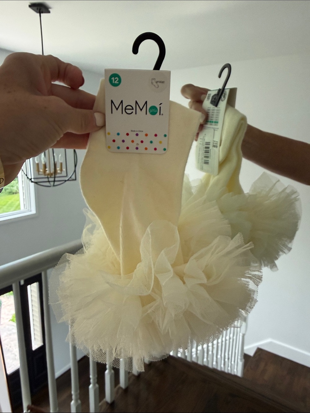 MeMoi Cream Tulle Ruffle Tights for Kids